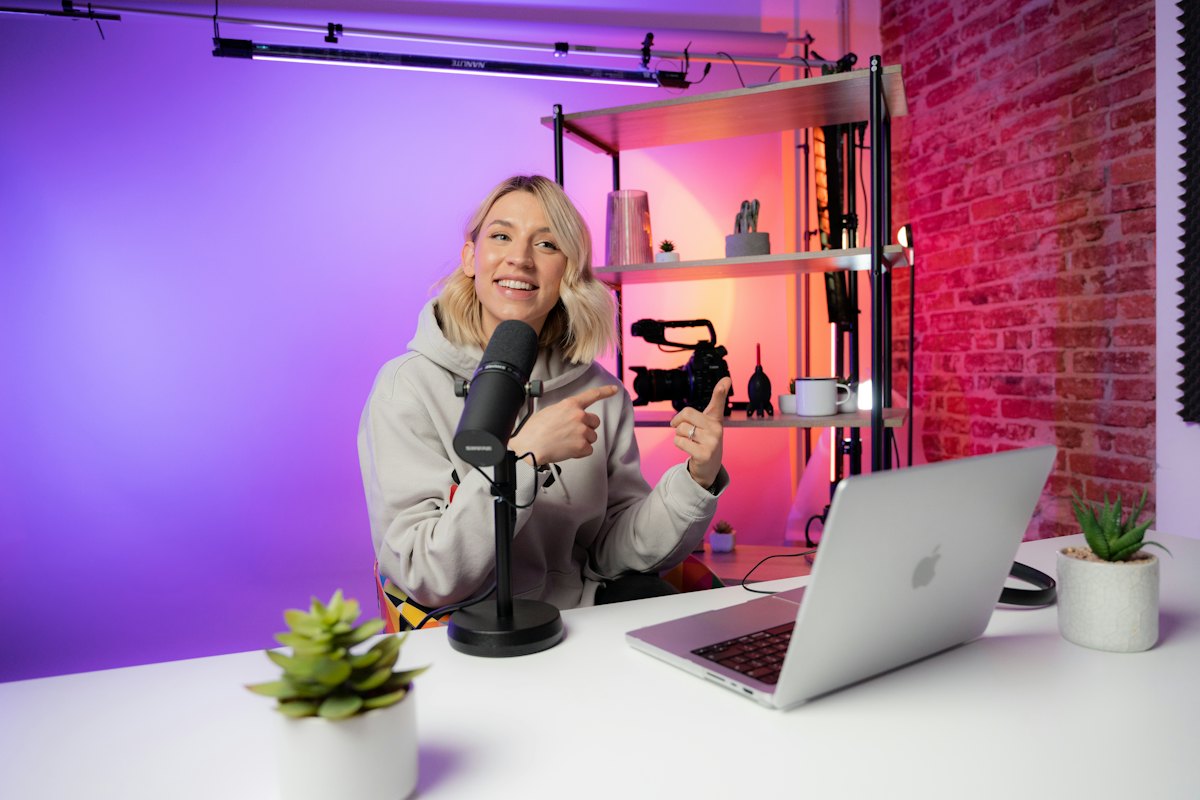 Creator filming a video in a studio