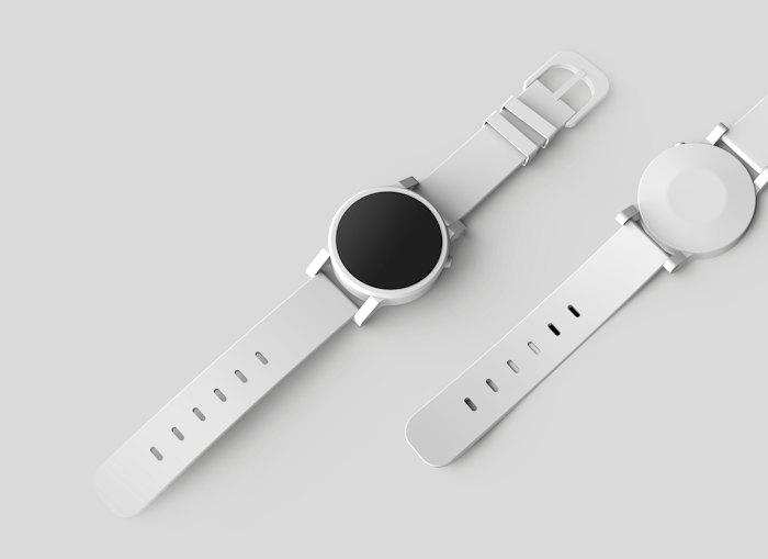 A smartwatch with a woven strap