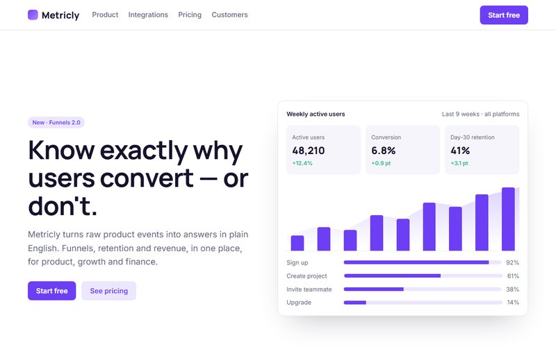 Metricly website preview