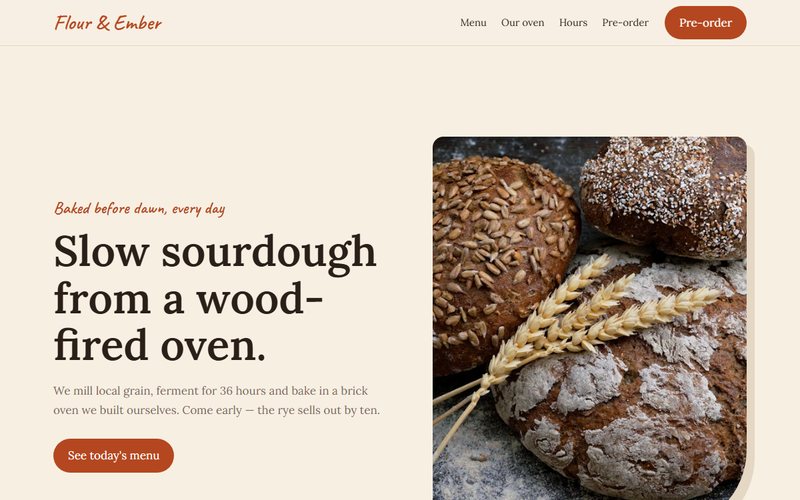 Flour & Ember website preview
