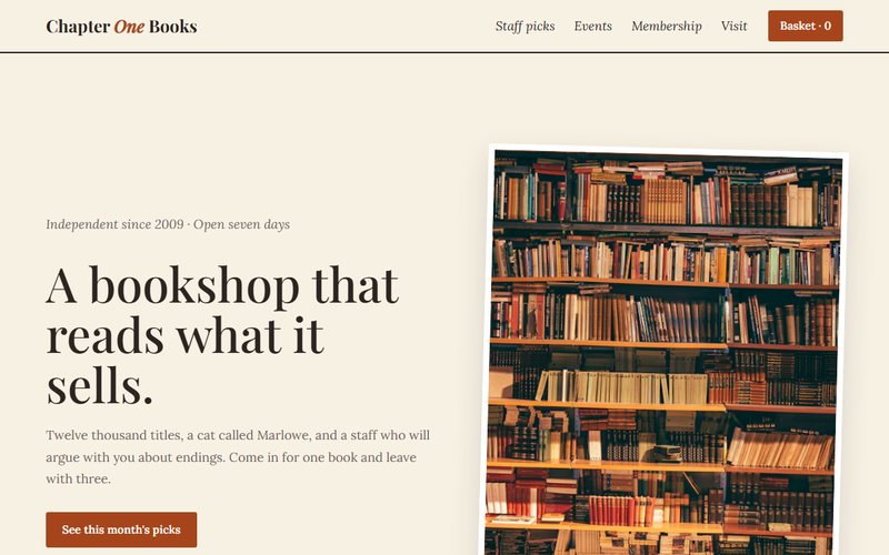 Chapter One Books website preview