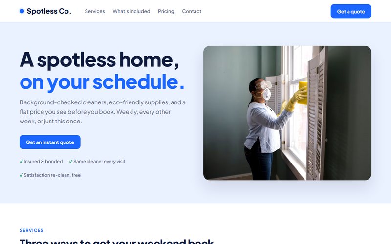 Spotless Co. website preview