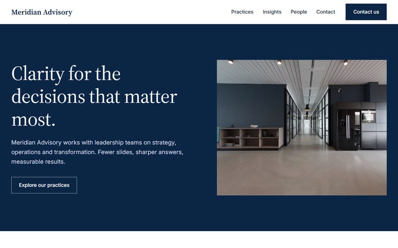 Meridian Advisory website preview