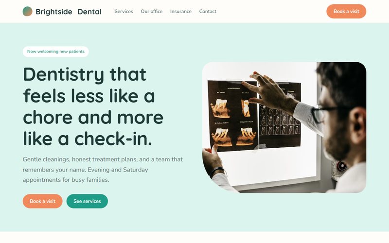 Brightside Dental website preview