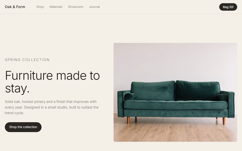 Oak & Form website preview