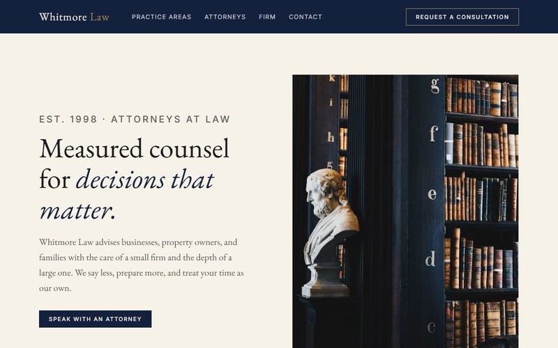 Whitmore Law website preview