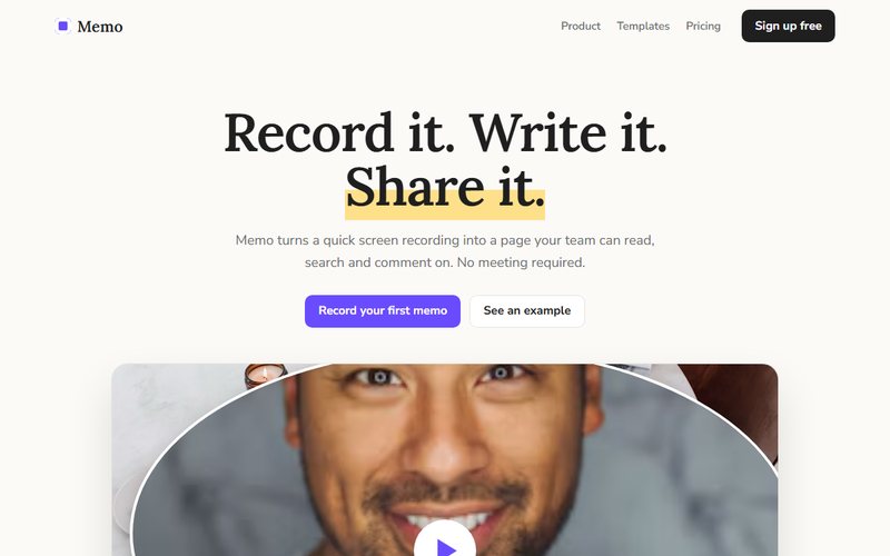 Memo website preview