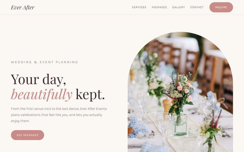 Ever After Events website preview