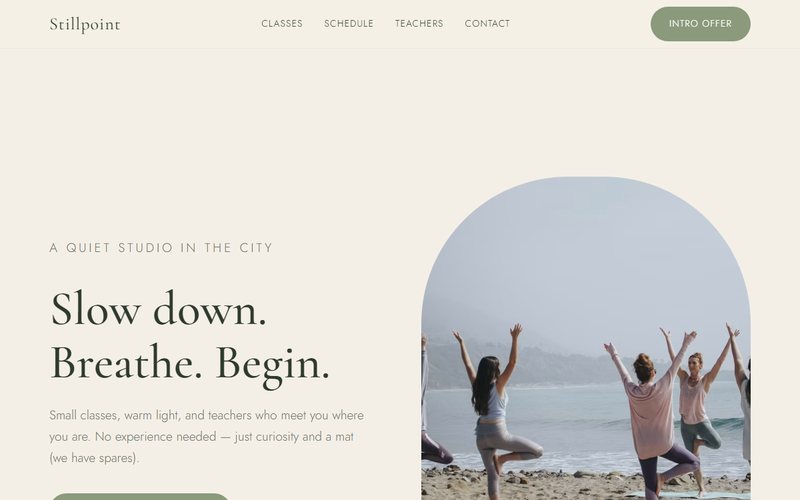 Stillpoint Yoga website preview